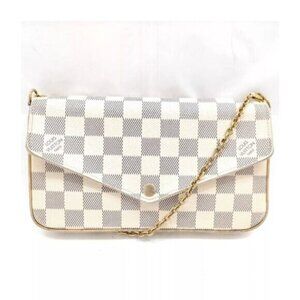 Authentic Louis Vuitton Favorite Damier Azur Crossbody Bag/LV Chain Shoulder Bag